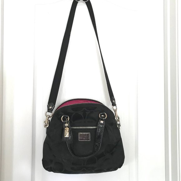 Coach Black Print Handbag w/ Printed Logos - Picture 2 of 9